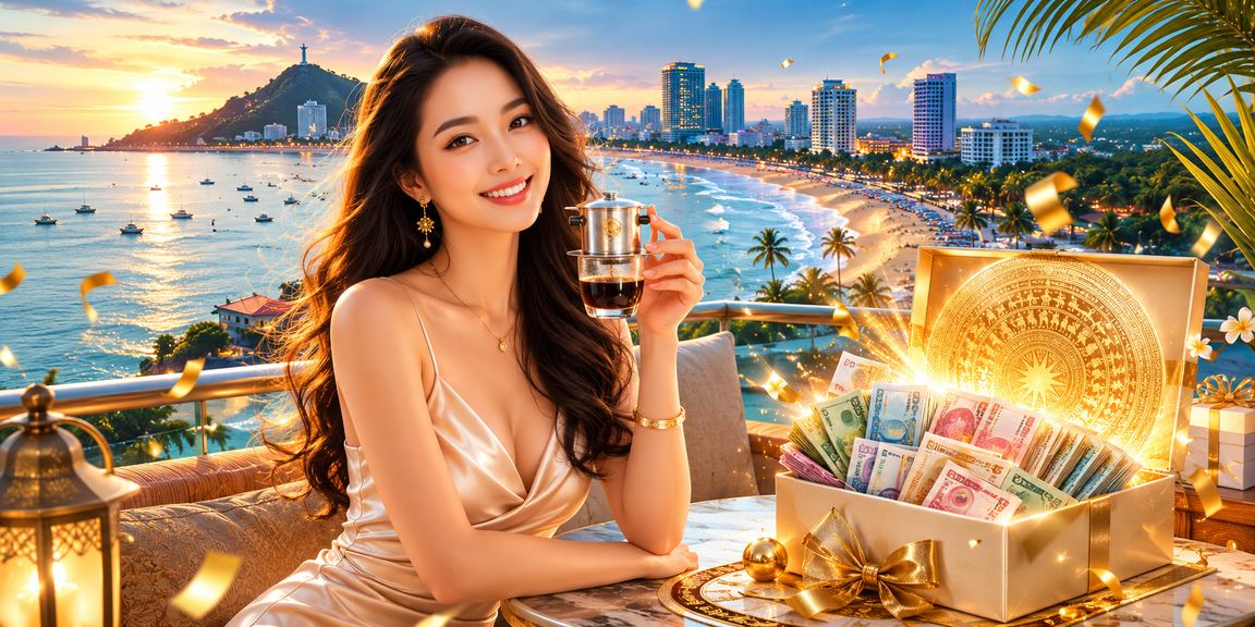 Người dùng ngồi uống cà phê tại Vũng Tàu và đăng nhập vào nền tảng cá cược